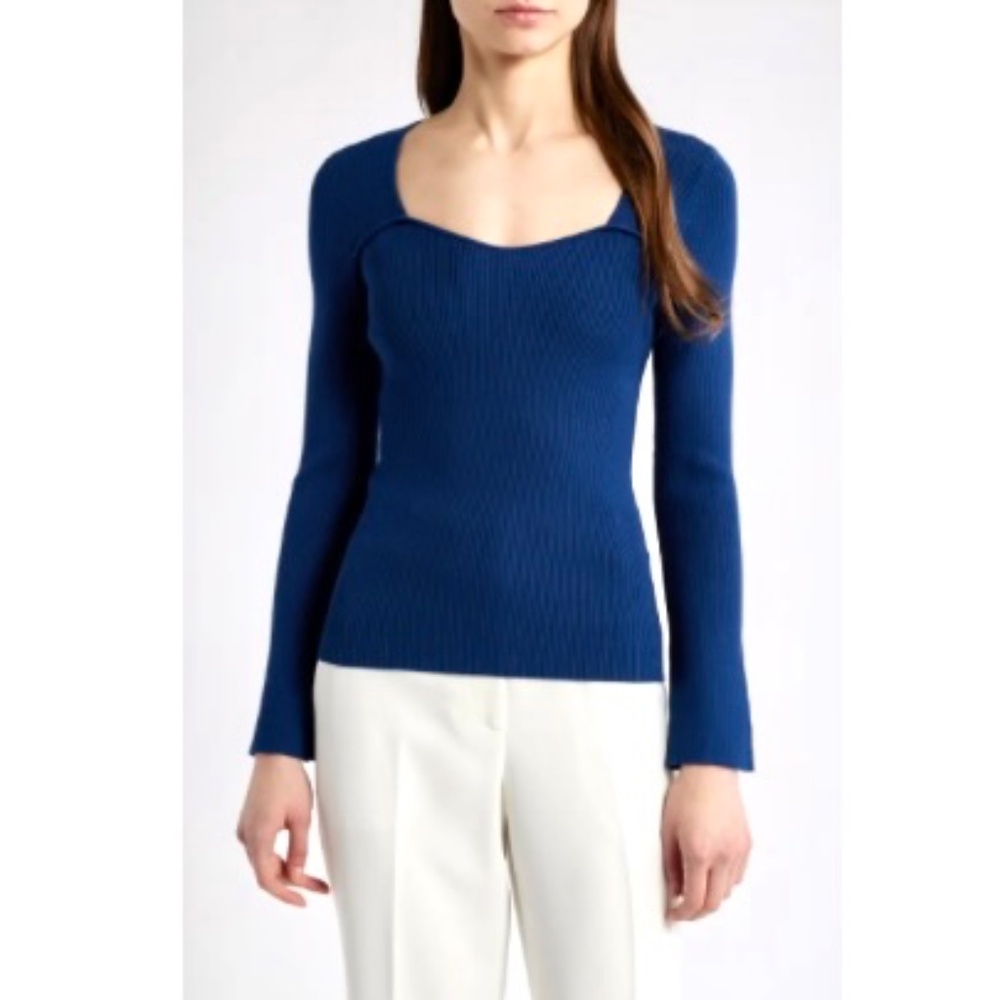 NWT ELIE TAHARI THE SYDNEY RIB SWEETHEART SWEATER, LARGE